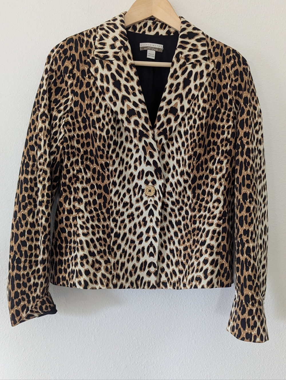 Leopard Print Women's Blazer Jacket - Brown/Black